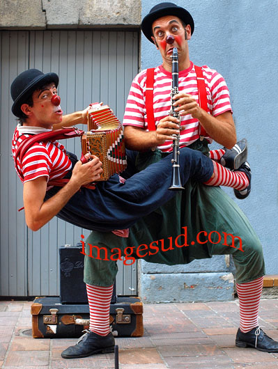 Festival de théatre de rue, Aurillac, 2010 : clowns musiciens