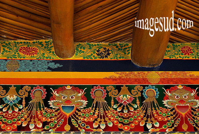 Au monastère (gompa) de Thiksey : frise  P